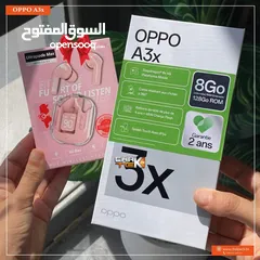  3 هدية سماعه بلوتوث جديد بالكرتونة oppo A3X رام 8 جيجا 128 مكفول سنة متوفر توصيل