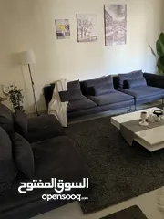  1 كورنر سكني ايكيا 750 وكورنر فستقي مع الطاولات 750 تفصيل خشب زان