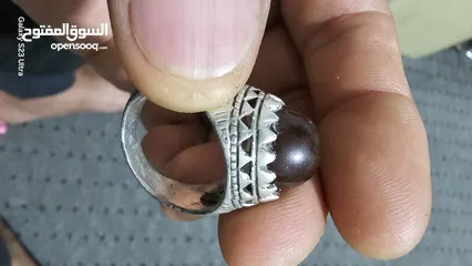  1 خاتم فضه اراني مقاس 23 22 حجر عقيق