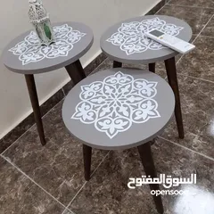  4 طاولات سرفيس 3 قطع ب 15 دينار  الاطقم pvc حراري  مقاوم للمي والرطوبه الخدوش ومكفولين  سارع بالطلب  .