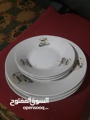  23 صحون كاسات فناجين قرفه شاف غلايه قهوه مع فنجانين فخار للبيع