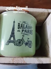  3 6فناجين قهوة ترند السنة فخمة أنيقة مرتبة ماركة BALADE PARIS بستة ألوان  ازرق اصفر برتقالي سكني اخضر