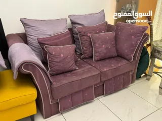  5 sofa set purple color good condition
