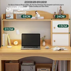 3 مكتب فخم مع رفوف وخزانتين جانبية   متوفر باللون الأبيض واللون الخشبي   بدون كرسي