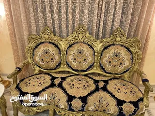  2 طقم كنب حفر فخم موديل كلاسيك وطقم خشب زان