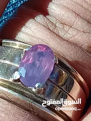  28 خاتمين فضه صباغه يدويه حرفيه متوجين بحجر زفير كشميري وحجر ياقوت كشميري طبيعيين غير معاجين إطلاقا