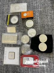  1 عملات فضيه أوزان مختلفه وعملات قديمه وورقيه silver coin 1 oz and 10 oz