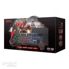  2 ماوس + كيبورد + سماعه + باد ماوس جيمنج ملون سلكي ديسكتوب JEDEL CP-01 4 in 1 USB WIRED GAMING COMBO