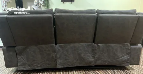  8 Fabric Recliner Sofa Set: Single Chair & 3-Seat with Reclining Ends (Minor Damage on One Recliner)