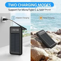  21 شاحن بور بانك شمسي و كهرباء بطاريه 20000 مللي امبير شحن تلفون خلوي طاقه شمسيه اضائه power Bank