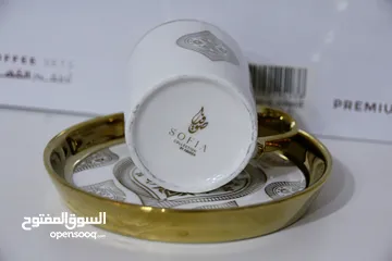  6 طقم فناجين قهوة ابيض مذهب فاخر Golden white coffee cups set