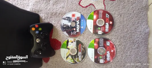  5 اكس بوكس 360 سليم مع يد و اربع العاب (مش معدلة) بدون محول للبيع