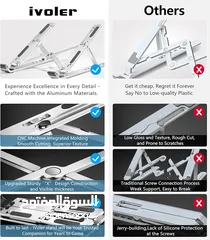  2 حامل كمبيوتر محمول من الكروم قابل للتعديل باللون الفضي والاسود