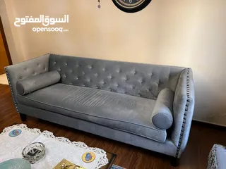  3 طقم كنب رمادي جديد غير مستعمل من ميداس