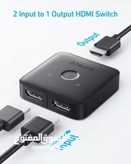  2 لتشغيل جهازين على نفس الشاشة  Anker 4K  HDMI Switch من 1الى 2