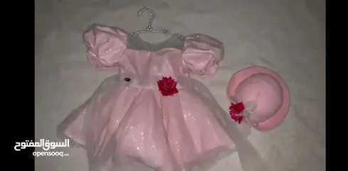  2 فستان بناتي موديل الاميرات باللون الوردي اللامع