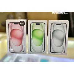 1 iPhone 15 (128GB/256GB) جديد  كفالة شرق اوسط لمدة عام من تاريخ الشراء الجهاز  يوجد بكج اصلي