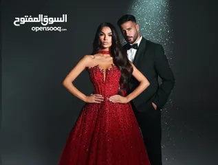  2 فستان سهرة مميز باللون الاحمر