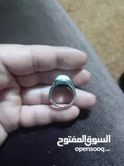  6 خاتم فضه محبر رسم بارز حجر عقيق ابيض