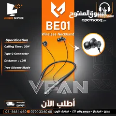 1 سماعات أصلية وايرلس بصوت جودته عالية تصميم مريح وخفيف الوزن VFan Wireless Earphones BE01