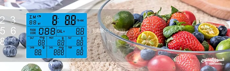  4 حساب السعرات الحرارية ميزان مطبخ رقمي متعدد الوظائف، وزن طعام إلكتروني عالي الدقة مع شاشة LCD كبيرة،