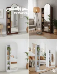  8 مرآة أرضية فاخرة مع رفوف جانبية – قطعة ديكور تخطّف الأنظار