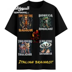  3 تيشيرت اوفر سايز جميع المقاسات لشخصيات الbrainrot الايطاليه الشهيره علي التيك توك