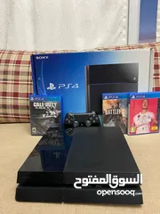  1 PS 4 Slim 500 GB + Controller + 4 Games (Spider-Man, FIFA 20, Battlefield, CoD Ghost) + Original Box