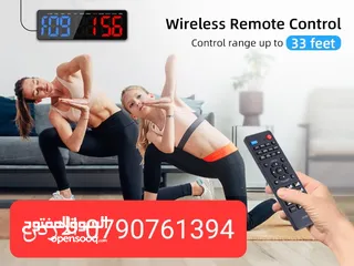  5 تايمر جيم مؤقت رياضي ساعات ديجتال صالات رياضية للياقة البدنية بشاشة كبيرة مع جهاز تحكم عن بعد لتماري
