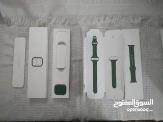  5 Apple Watch Series 7 Green Aluminum Case Clover Sport Band/ التواصل عن طريق الواتساب