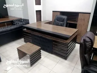  1 مكتب مدير إدارة مع خزانه خلفيه وطاوله امام المكتب تفصيل حسب اللون والقياس والتسليم مجاني داخل عمان