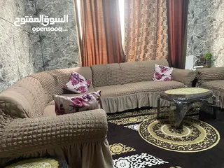  2 كنب بني كورنر  ممتاز مع كفرات