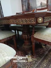  9 غرفة سفرة إيطالي مميزة جدا نوع فيرساتشي الغرفة بحالة الوكالة عبارة عن 8 كراسي مع فضية و دلسوار
