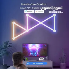  7 مصباح حائط ذكي بتقنية WIFI LED مصباح إضاءة RGBIC شريط إضاءة ليلي سهل الاستخدام تطبيق موسيقى إيقاع غر