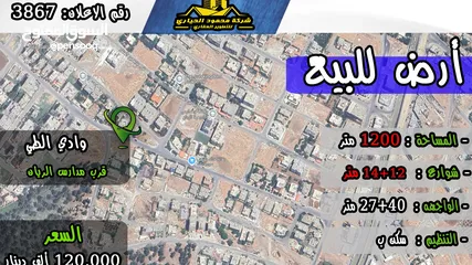  1 رقم الاعلان (3867) ارض سكنية للبيع في منطقة وادي الطي