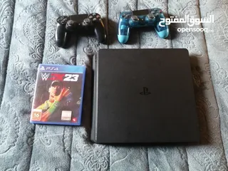  1 PS4 Slim 872gb (USABLE storage), 2 controllers with 1 Game