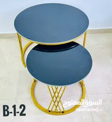  11 סט שולחנות – 2 חלקים – שיש מלא עיצוב שולחן סלון עם פלטת שיש כבדה