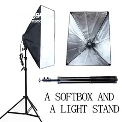  2 سوفت بوكس اضاءة مستمرة مع ستاند كما هو موضح بالصور Continuous SoftBox Lighting