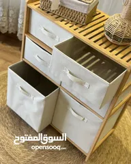  4 خزانة البامبو  بـ6 أدراج قماشية متينة   تصميم طبيعي وراقي يناسب جميع الديكورات أدراج واسعة