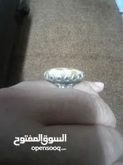  6 خاتم حجر مرجان طبيعي متحجر  فضه نازلة مختوم