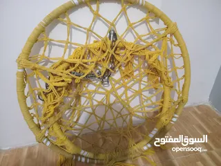  3 مرجيحة تعليق كتان حجم كبير مع جنزير وحلقة