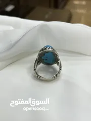  5 *خاتم فضة بحجر فيروز طبيعي نيشابوري – عيار 925، وزن 16.5 جرام*
