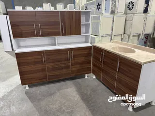  2 كاونتر MDF خشب متر ونص  ارضي وملحق مع سنك متر