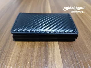  14 حافظة بطاقات معدن مع محفظة جلد مميزة لون اسود كاربون فايبر مميز