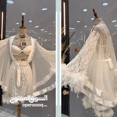  7 جهاز عروس  قميص نوم ابيض طقم العروس 4قطع