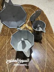  3 طقم اباريق علبخار قهوة شاي  فضية انتيكة قديم للتستعمال او الصمد  جاط للفواكه زجاج معتق ثقيل