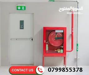  3 كاشف حريق خرطوم إطفاء أبواب حريق أجهزة حماية وسلامة من الحريق
