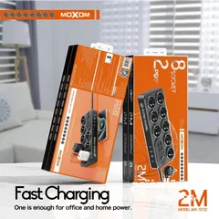  1 مطول كهرباء وشاحن سريع MX-ST22 بقوة 2500 وات  موكسم مع 4 منافذ USB ومنفذين PD Type-C