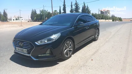  18 هونداي سوناتا 2018 فحص 3 جيد لون اسود ملوكي فل الفل اعلى فئة بانوراما بسعر مغري قابل للبدل