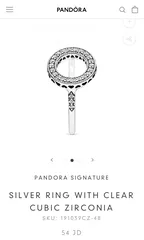  4 PANDORA SIGNATURE SILVER RING WITH CLEAR CUBIC ZIRCONIA